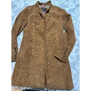 Prospor& Devine Leather Ground Floor Floor Floral Jacket Size M